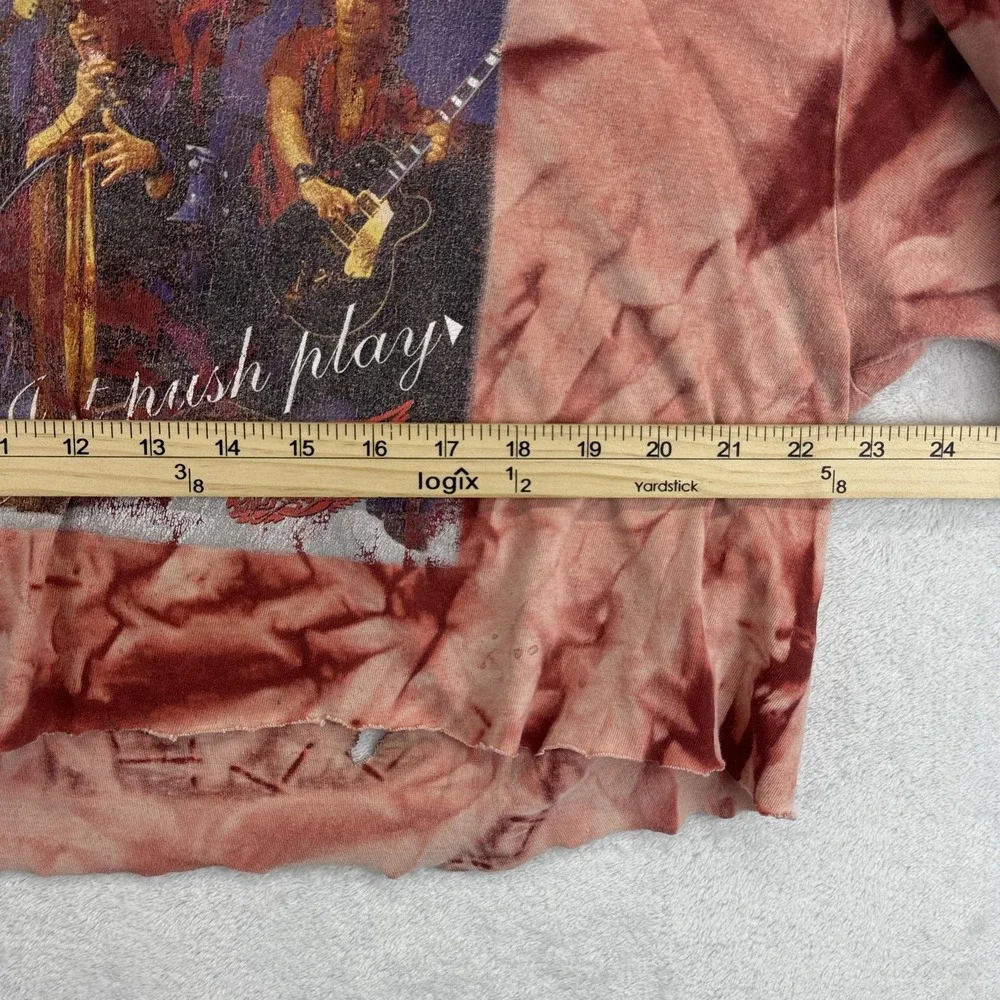 Vintage Aerosmith Shirt Mens Large Tie Dye Cropped Just Push Play‎ USA Tour 00s - Picture 8 of 9